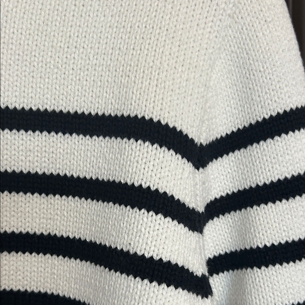 J. Crew White and Black Striped Ribbed Mock Neck Sweater - Picture 4 of 10